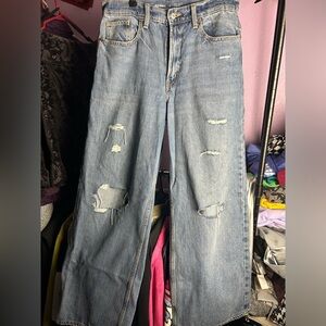Old Navy Extra High Rise Wide Leg Secret Smooth Pocket Women’s Distressed Jeans